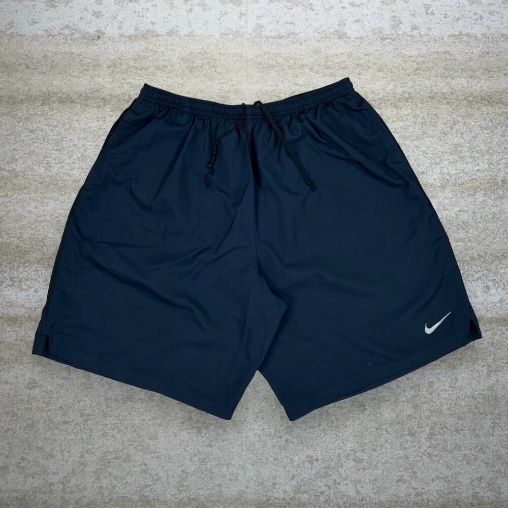 Vintage Y2K Nike Gym Shorts Mens XL Dri Fit Navy Blue Polyester Reflective